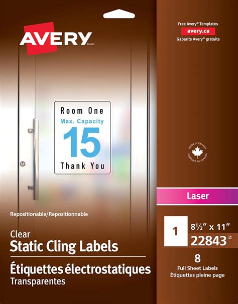 Amazon Avery Printable Repositionable Clear Static Cling Labels