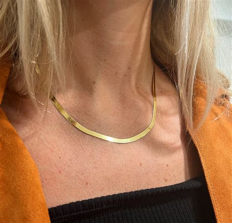 Thick Gold Herringbone Necklace Hot Sale Bellvalefarms