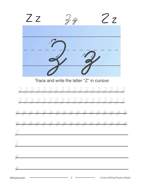 Cursive Z Learn To Write The Cursive Letter Z My Cursive