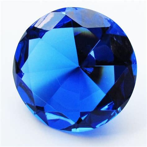 Big 100mm Cobalt Blue 100 Mm Cut Glass Crystal Giant Diamond Jewel