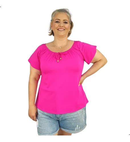 Blusa Plus Size Ciganinha Blusinha Manga Curta Feminina Lisa