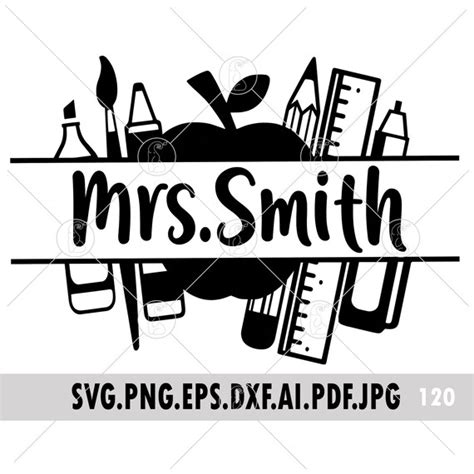 Teacher Split Monogram Svg Teacher Svg Paintbrush Svg Etsy