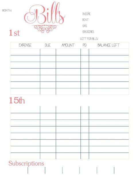 Monthly Bill Spreadsheet Template Monthly Spreadsheet Spreadsheet ...