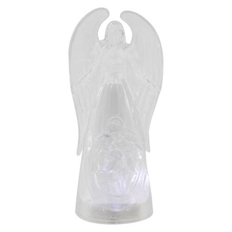 9" LED Lighted Icy Crystal Angel & Nativity Scene Christmas Figurine ...