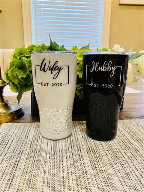 Wifey And Hubby Matching Tumblers Wifey Tumbler Hubby Etsy Wedding Tumblers Wedding Cups