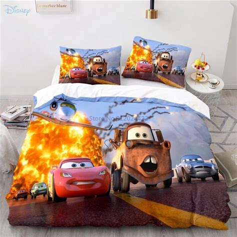 Red Lightning McQueen Bedding Set Cartoon Disney Cars Duvet Cover Bed ...