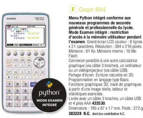 Promo Graph E Casio Chez Calipage Icatalogue Fr