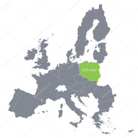 Mapa De La Unión Europea Con La Indicación De Polonia — Vector De Stock