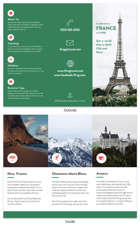 France Travel Tri Fold Brochure Template - Venngage