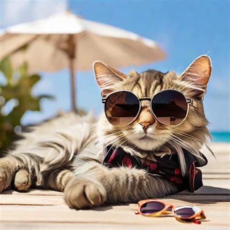 Premium Ai Image A Cat With Fashion Sunglasses Is Lying On The Roof