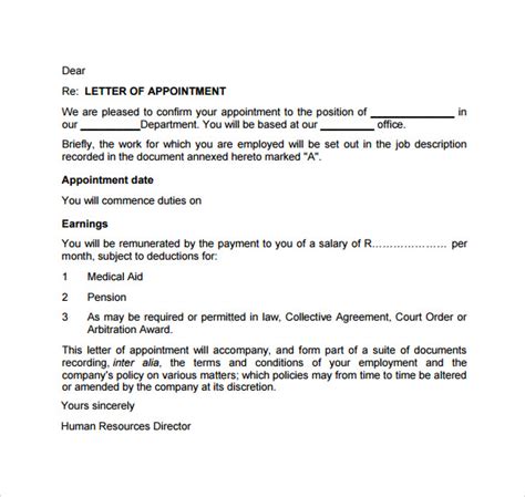 Appointment Letter Template