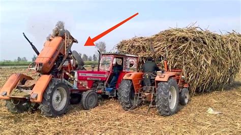 ट्रैक्टर के उपर चढ़ गया ये ट्रैक्टर Tractors Pulling Sugarcane