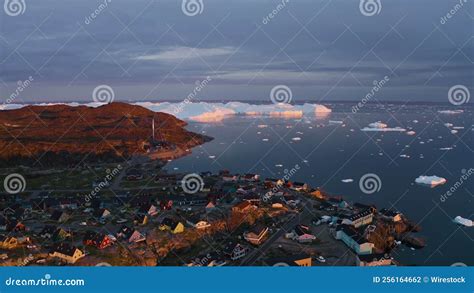 Aerial View of Ilulissat Icefjord in Western Greenland Stock Footage