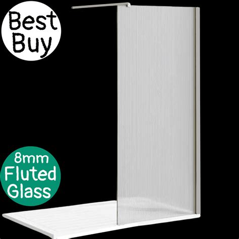 Athena 8mm Fluted Glass Shower Screen With Chrome Profile