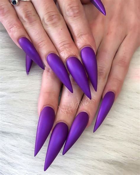 Pinterest Lolaxxlola Purple Stiletto Nails Natural Stiletto Nails