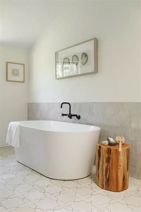 Tile Wainscot In Master Bathrooms Bathroom Freestanding Wainscoting