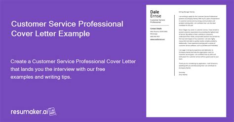 Customer Service Professional Cover Letter Example Free Guide