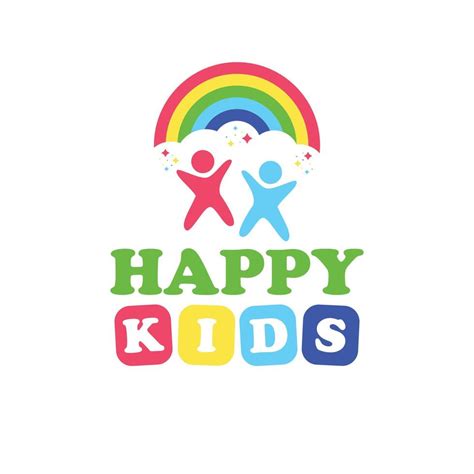 Happy kids logo design. Colorful logotype with rainbow. 21001977 Vector ...