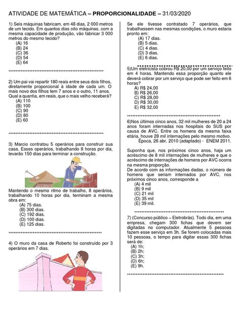 Atividade De Proporcionalidade 4 Ano - Atividades de Proporcionalidade 5º Ano | PDF | Natureza