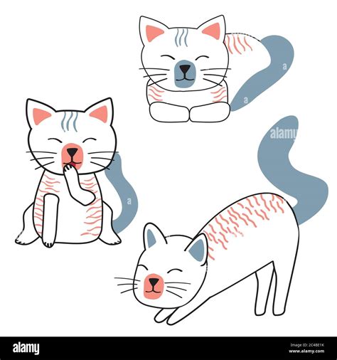 Cute Cat Stretching Stock Vector Images Alamy