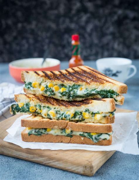 Spinach Corn Sandwich Video Recipe The Flavours Of Kitchen