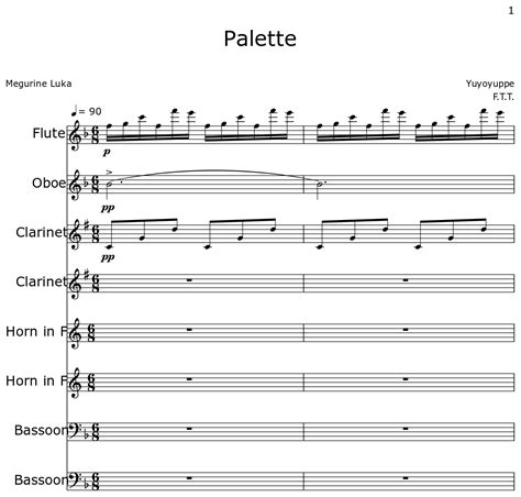 Palette Sheet Music For Flute Oboe Clarinet Horn In F Bassoon