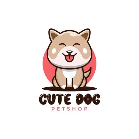 Plantilla vectorial de diseño de logotipo de cute dog petshop Vector