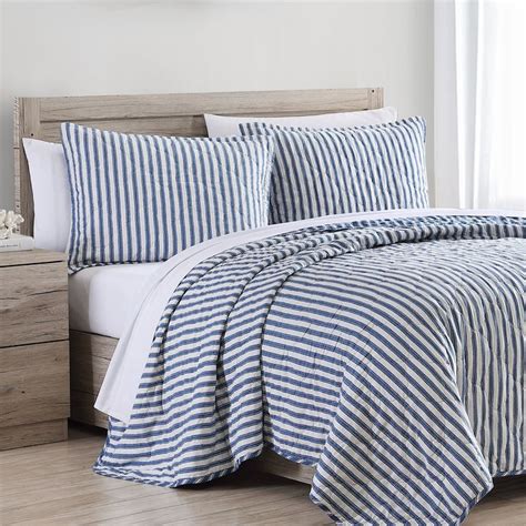 Stone Cottage Willow Way Ticking Stripe Navy King Quilt Set Walmart