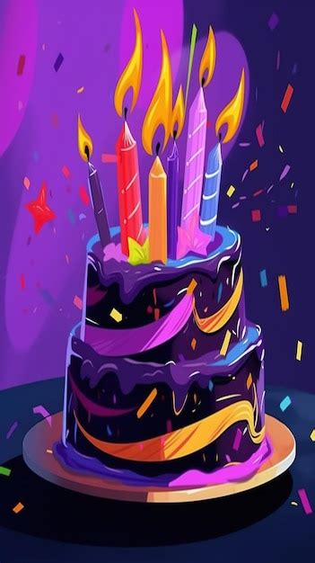 Premium AI Image | A colorful cake with candles on it