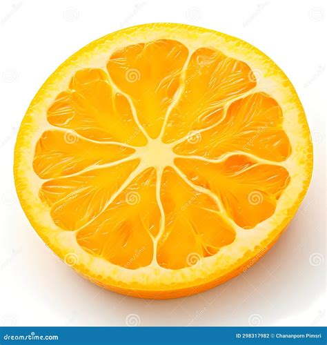 Orange Cut In Half Isolated On White Background Generative Ai Stock