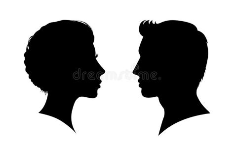 Man And Woman Face Silhouette Face To Face People Icon Vector Stock Illustration