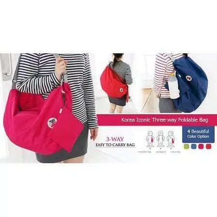 Foldable Carry 3 Way Korean Bag Iconic Easy Multifungsi Ransel Lipat