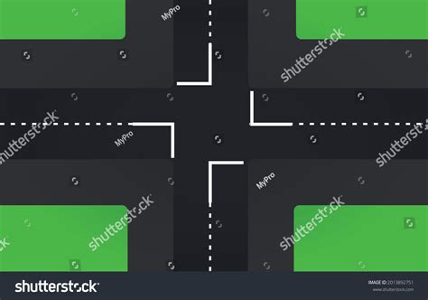 Crossroad Top View Vector Illustration Stock Vector Royalty Free