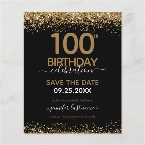 100th Birthday Save The Date Budget Invitation Zazzle