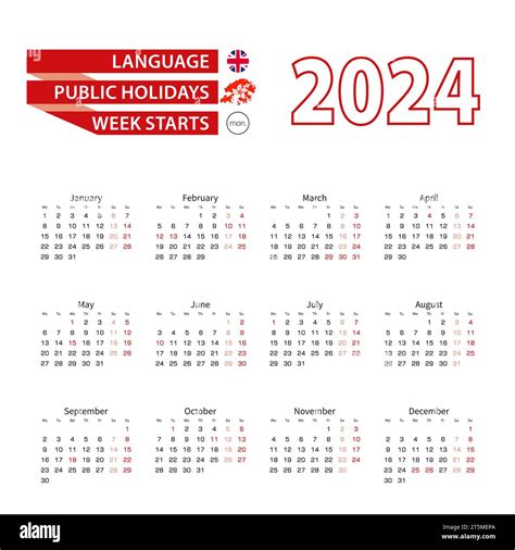 Calendar 2024 In English Language With Public Holidays The Country Of