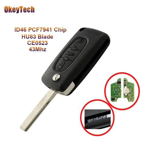 Okeytech Buttons Mhz Flip Folding Car Remote Key For Peugeot