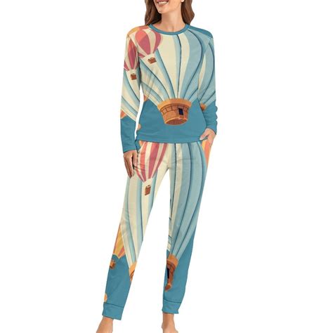 Hot Air Balloon Pajamas Woman Nightwear Long Sleeve Two Piece Pajamas Set Walmart
