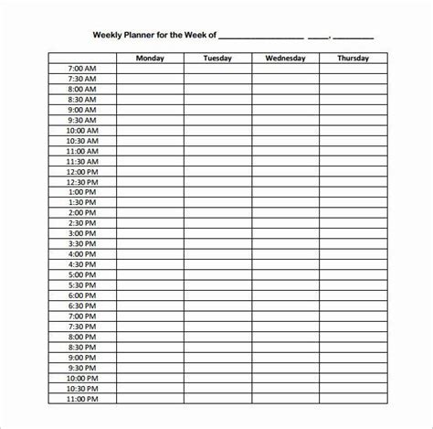 20 Weekly Hourly Planner Template Excel