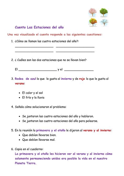 Las Estaciones Del Año Cuento Pdf Descarga Gratuita