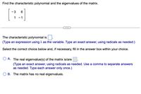 Answered Find The Characteristic Polynomial And Bartleby