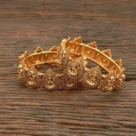 Brass High Demanded Matte Gold Plated Antique Temple Bangles