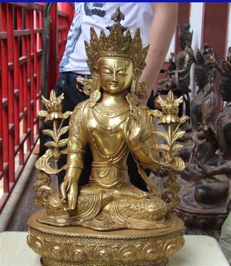 Tibet Budismo Cobre Bronze Dragão Deus Kwan yin Staue Buda Guanyin Tara