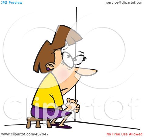 Royalty-Free (RF) Clip Art Illustration of a Cartoon Businesswoman Doing Time Out In A Corner by ...