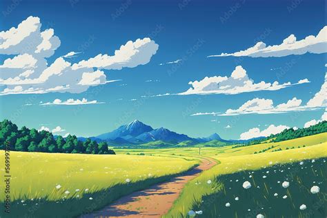 A Dreaming Wonderful Peaceful Place On Earth With A Road Anime Manga