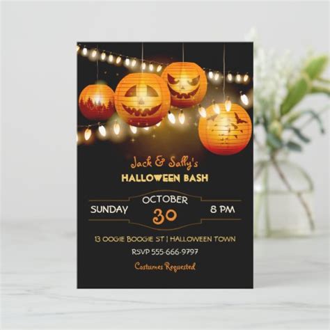 Halloween Jack O Lantern String Lights Invitation | Zazzle