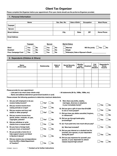 Printable Tax Preparation Checklist Excel