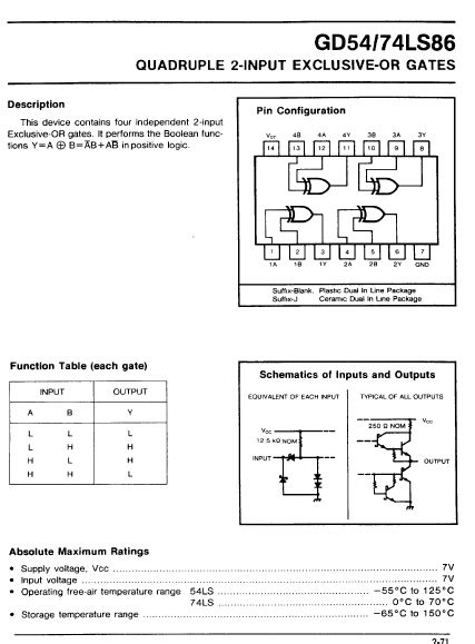 GD54LS86 Datasheet PDF ETC