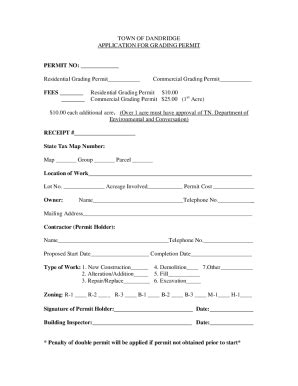 Fillable Online Application For Residential Grading Permit Fax Email