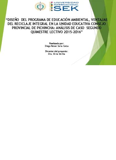 Dise O Del Programa De Educaci N Ambiental Ventajas Del Reciclaje