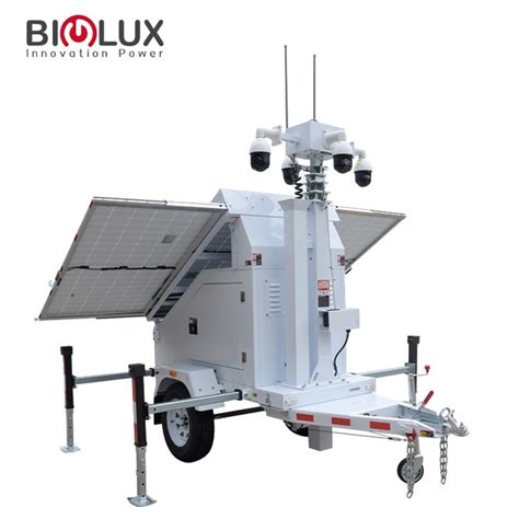 4 Cameras Mobile Solar CCTV Surveillance Trailer Manufacturer Supplier